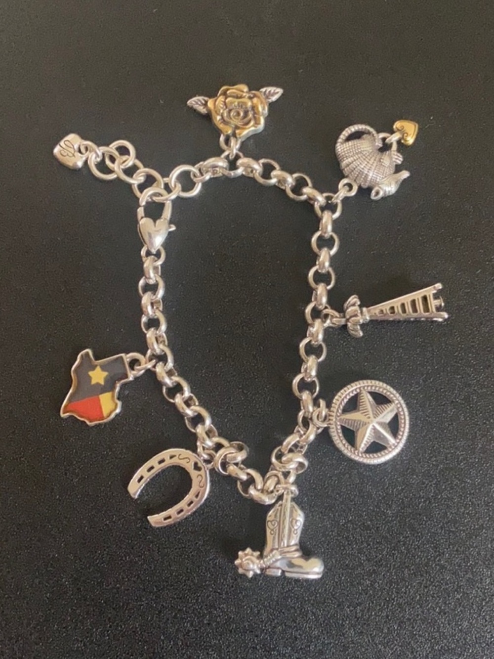 Brighton Texas Charm Bracelet -State, iconic Texas Charms Rare 2674